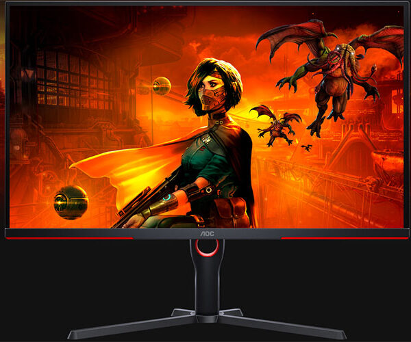 AOC Gaming U27G3X - Moniteur UHD 27 pouces, 160 Hz, FreeSync Pre, comp. G-Sync, HDR400 (3840x2160, 1ms GtG, HDMI 2.1, DisplayPort) noir-rouge