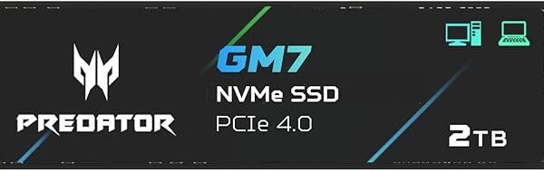 SSD 2TB 7400 MB/S NVME M2  acer Predator GM7 (En configuration seulement)