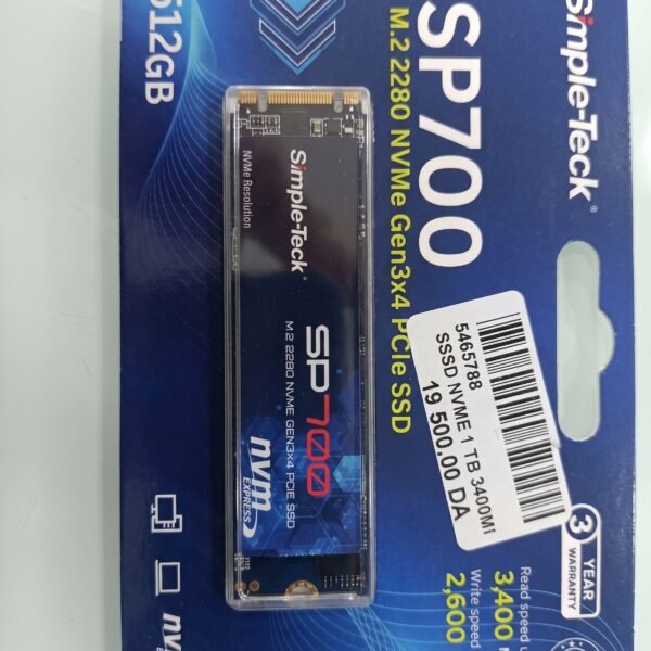 SSD 512GB 3400MB/S NVME M2 SP700 simple teck sp700(En configuration seulement)