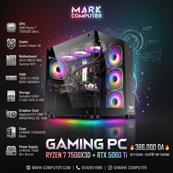 RYZEN 7 7500X 3D + RTX 5060TI
