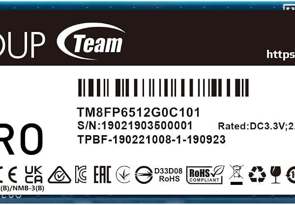 SSD 512GB NVME M2 TEAM GROUP MP33PRO 3600MB/S (En configuration seulement)